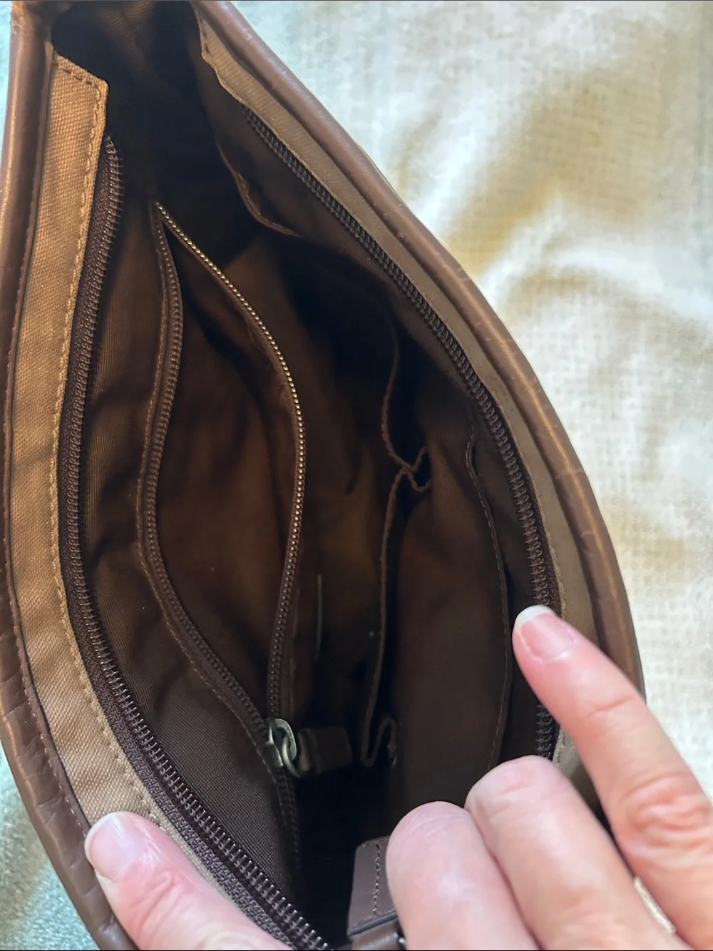 Coach Men’s Tan Canvas & Dark Brown Leather Messenger Bag